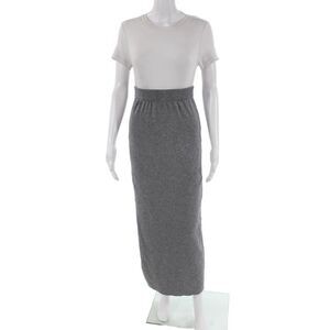 Commense Womens Knit Elastic Waist Maxi Skirt Gray Size XS